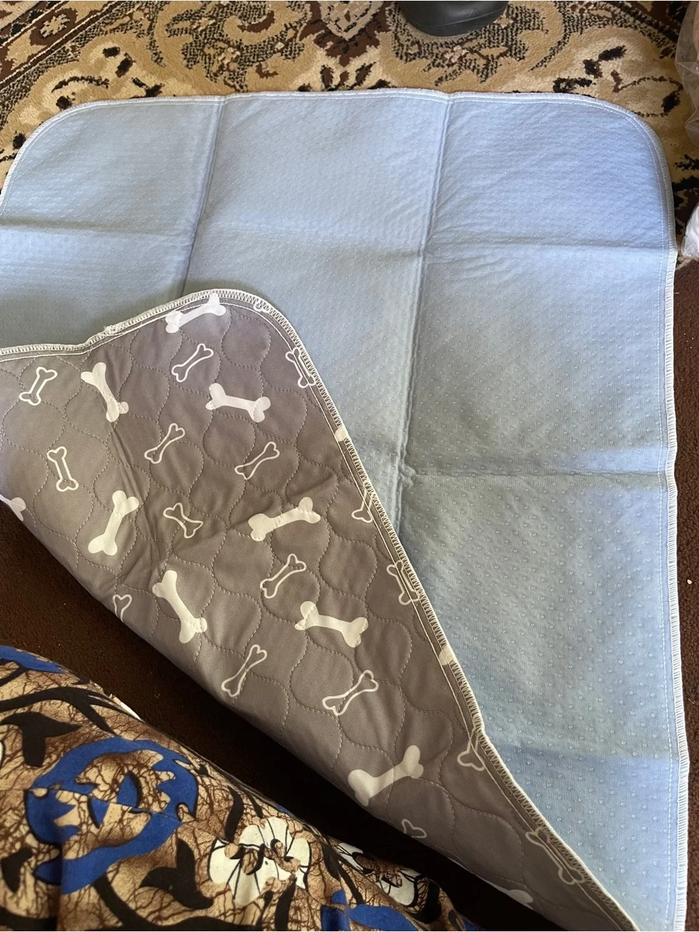 Gray Paw-Print Waterproof Dog Training & Absorbent Mat by